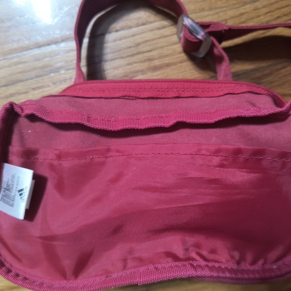 Adidas small mini shoulder bag, 9.5x5x3", pinkish red and aqua/blue color - Picture 15 of 15